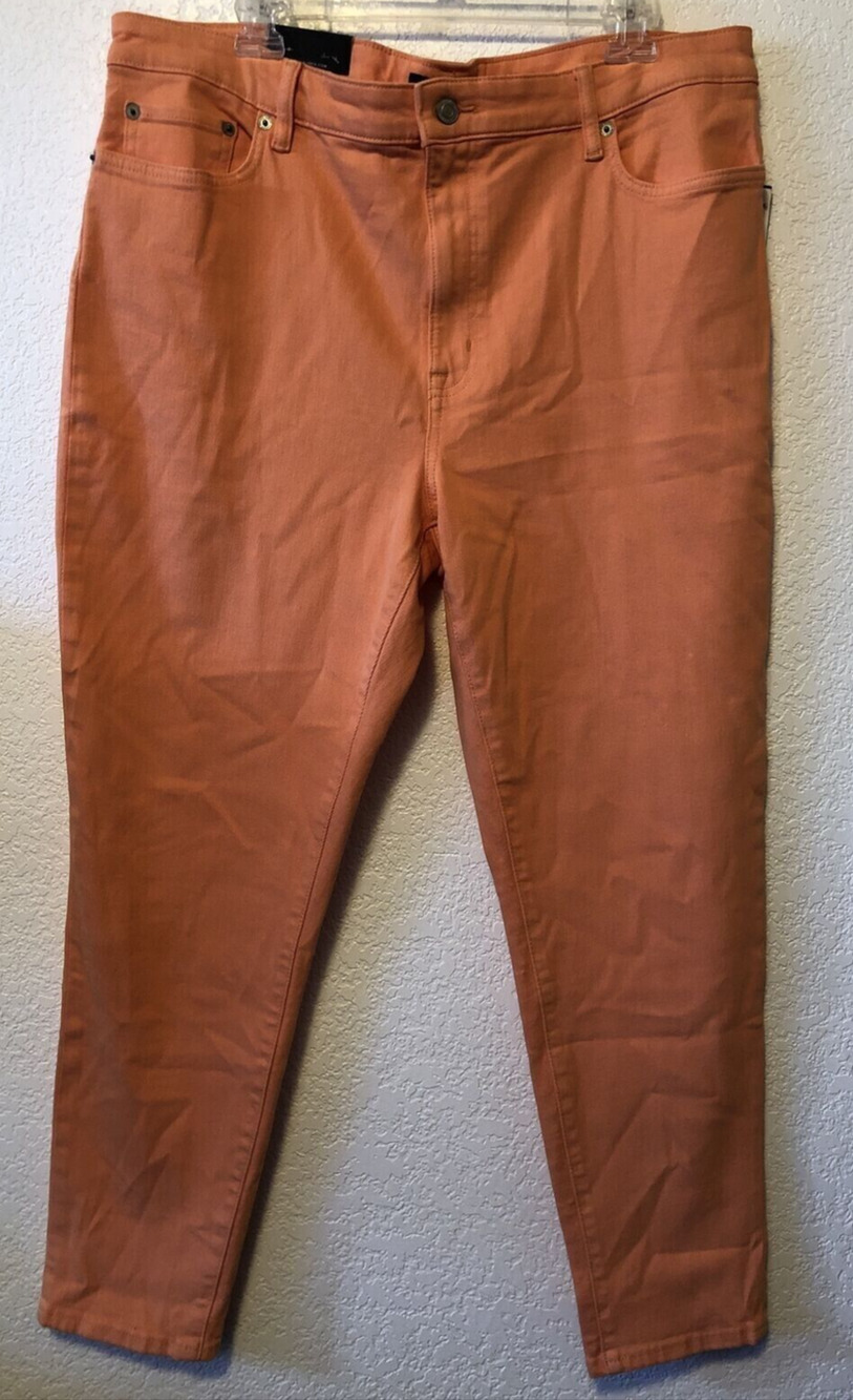 Ralph Lauren Women's High Rise Skinny Ankle Jeans Orange/Peach Sz 18 Waist 34"
